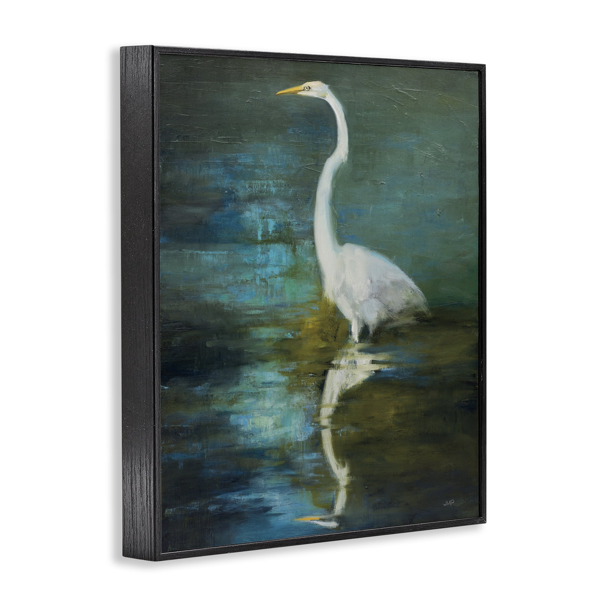 Stupell Industries Nautical Bird Lake Reflection Animals & Insects Painting Black Framed Art Print Wall Art, 16 x 20