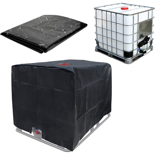 Funda para contenedor IBC para exteriores, impermeable, de ajuste universal, resistente a la decoloración, a prueba de polvo, para contenedor de agua de 1000 litros, material duradero y resistente,