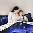 thumbnail image 4 of Manfei Game Console Bedding Comforter Set 7 Pieces,3D Hexagon Geometric Full Bedding Set,Blue Geometric Honeycomb Fitted Sheet Flat Sheet For Teens,Breathable Bedroom Decorative,Reversible, 4 of 8
