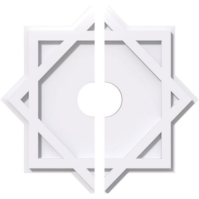 Ekena Millwork CMP28AL2-05000 28 in. OD x 5 in. ID Square Axel Architectural Grade PVC Contemporary Ceiling Medallion - 2 Piece