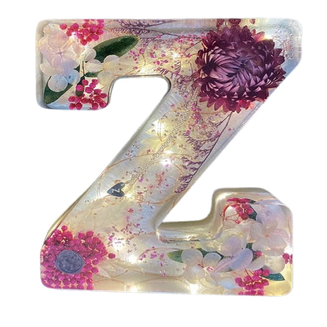 Plug-In Night Light With Floral And Letter Design Resin Home Decoration Gift 120 V AC
