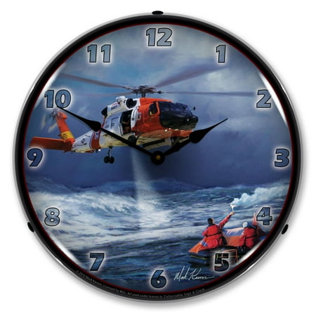 60 Lcd Wall - Jayhawk HH 60 Kodiak Helicopter LED Wall Clock, Retro/Vintage, Lighted, 14 inch