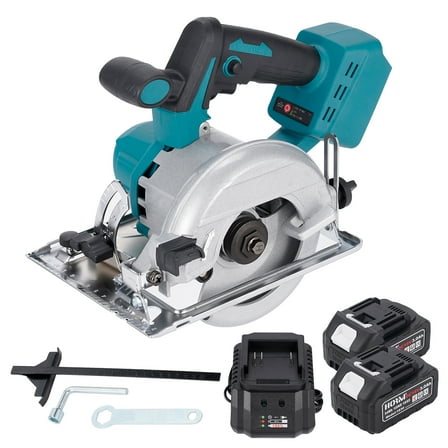 HORMY 18V 5'' Blade Brushless Circular Saw with 2X 3.0Ah Battery and 1X Fast Charger, Adjustable Wood Cutting Machine For 18V Makita Battery DIY Power Tool