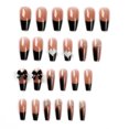 thumbnail image 1 of Uñas postizas francesas de cobertura completa con presión larga, uñas postizas de diamantes de imitación color piel para mujeres y niñas, 1 of 5