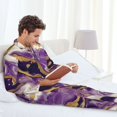thumbnail image 6 of Wukai Purple Gold Marble Swirls Men's Long Sleeve Pajama Set,Long Sleeve Mens Sleepwear with Pockets & Front Fly-X-Large, 6 of 7