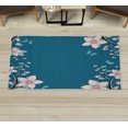 thumbnail image 1 of Floral Decorative Rug, Spring Flowers Leaves Branches Buds Butterflies Frame Like Abstract Art Pattern, Quality Carpet for Bedroom Dorm and Living Room, 6 Sizes, Sea Blue, by Ambesonne, 1 of 1