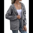 thumbnail image 2 of Impermeables para Mujer, Impermeables, Resistentes Al Viento, Ajustables, con Capucha y Bolsillos. Gris Oscuro L, 2 of 9