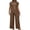 A Brown, variant on Women's 2 Piece Outfits Lounge Sets Women Spring And Summer Solid Color Irregular Tops Wide-Leg Pants Suit Beige L