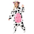 thumbnail image 3 of RTKFRFLM Girls Halloween Cow Onesie Pajamas Flannel Cartoon Animal One Piece Sleepwear Cozy Jumpsuit for Kids 3-14Y, 3 of 9