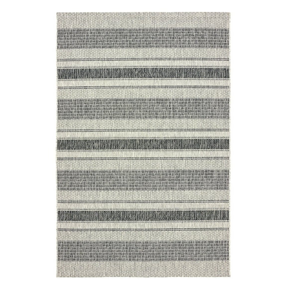 LR Home Victoria 8' x 10' Gray/Black Stripe Indoor/Outdoor Area Rug