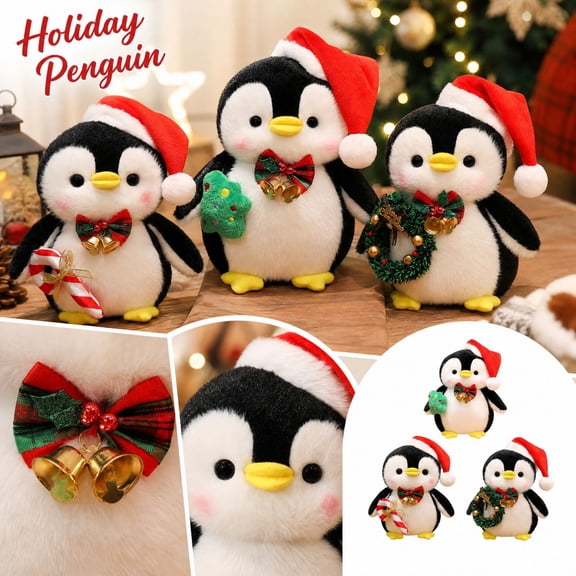 Clearance! Christmas Plush Figure Penguin – Stuffed Animals for Kids, Merry Christmas Soft Doll, Great Holiday Room Decor