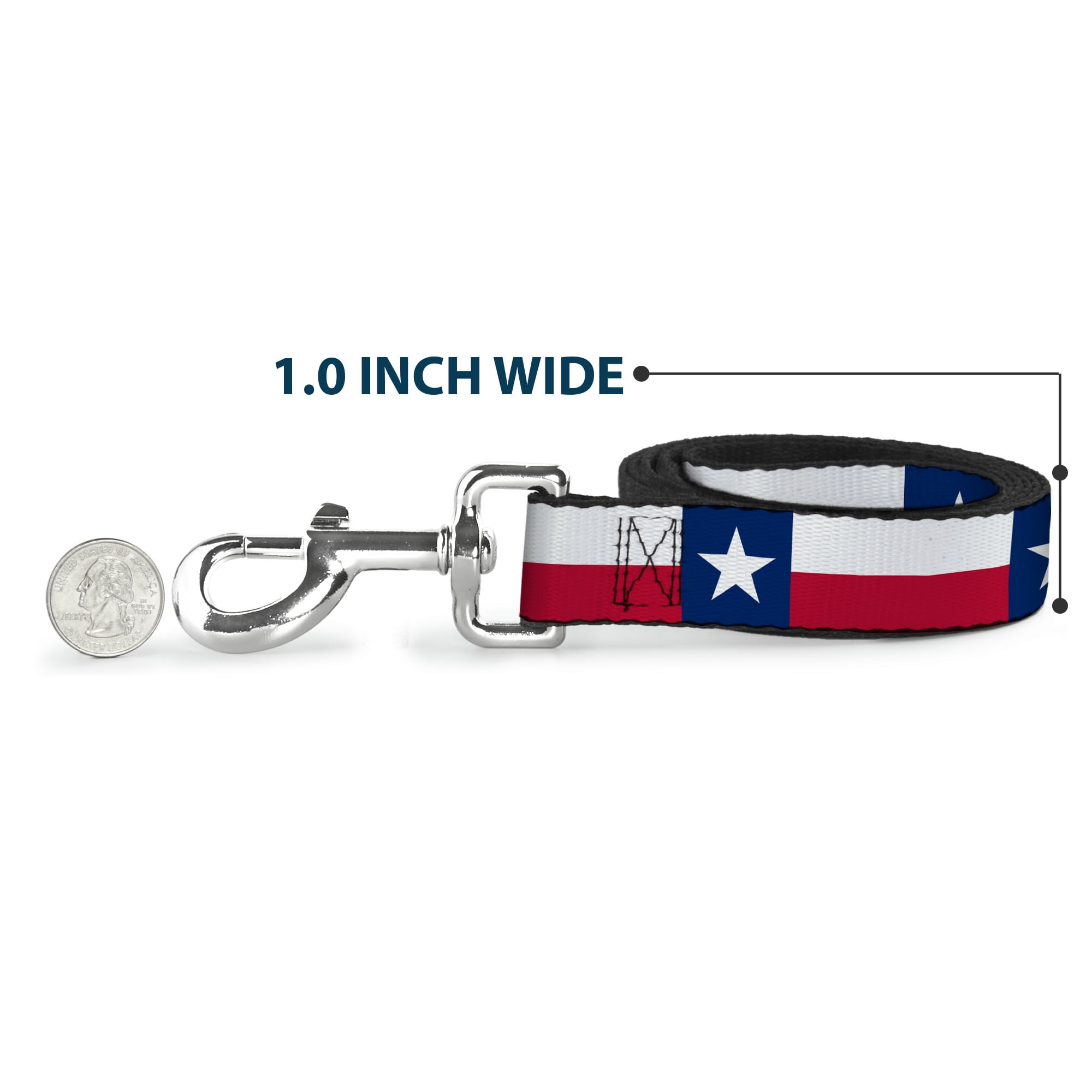 Buckle-Down Pet Leash, Dog Leash, Texas Flag Continuous Repeat, 6 Feet Long 1.0 Inch Wide