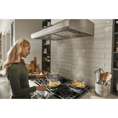 KitchenAid - 36" 585 or 1170 CFM Motor Class Commercial-Style Wall-Mount Canopy Range Hood - Stainless steel