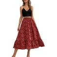 thumbnail image 4 of Txlixc Falda larga de mujer, cintura elástica con impresión de volantes y falda de ocio de estilo a Txlixc moda, 4 of 7