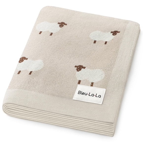 Bleu La La Manta para bebé – 100% algodón de lujo, suave, acogedora, ligera, unisex, manta para cochecito de bebé, manta para ducha, registro de regalos para recién nacidos, bebés y niños pequeños (ov