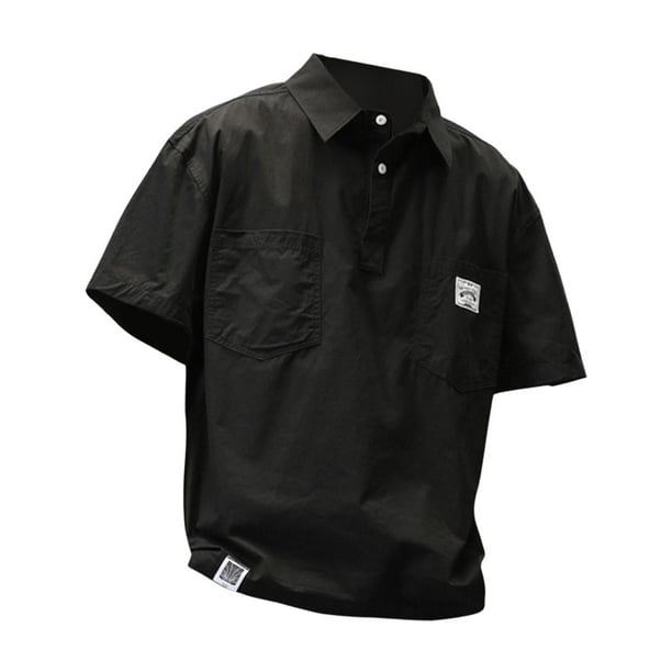 Camisa de manga corta para hombre, elegante, de verano, cómoda y transpirable. Negro