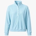 thumbnail image 5 of Sweatshirt for Women Qiggri Women's Waffle Knit Stand Collar Sweatshirt Half Button Long Sleeve Loose Pullover Top With Pockets Lightweight Fall Top XXL, 5 of 6