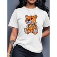 thumbnail image 1 of Cute And Playful Bear Print Casual Fashion Top for Black Women, Featuring a Round Neck And Short Sleeves., 1 of 5