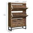 thumbnail image 5 of Dextrus Shoe Cabinet with 3 Flip Drawers,Farmhouse Shoe Storage Organizer for 24 Pairs for Entryway, Foyer, Hallway, Rustic Brown, 5 of 6
