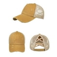 thumbnail image 3 of Fgnfyis Distressed Baseball Cap Unstructured Adjustable Snapback Washed Denim Ponytail Hat with Breathable Mesh Yellow One Size, 3 of 4
