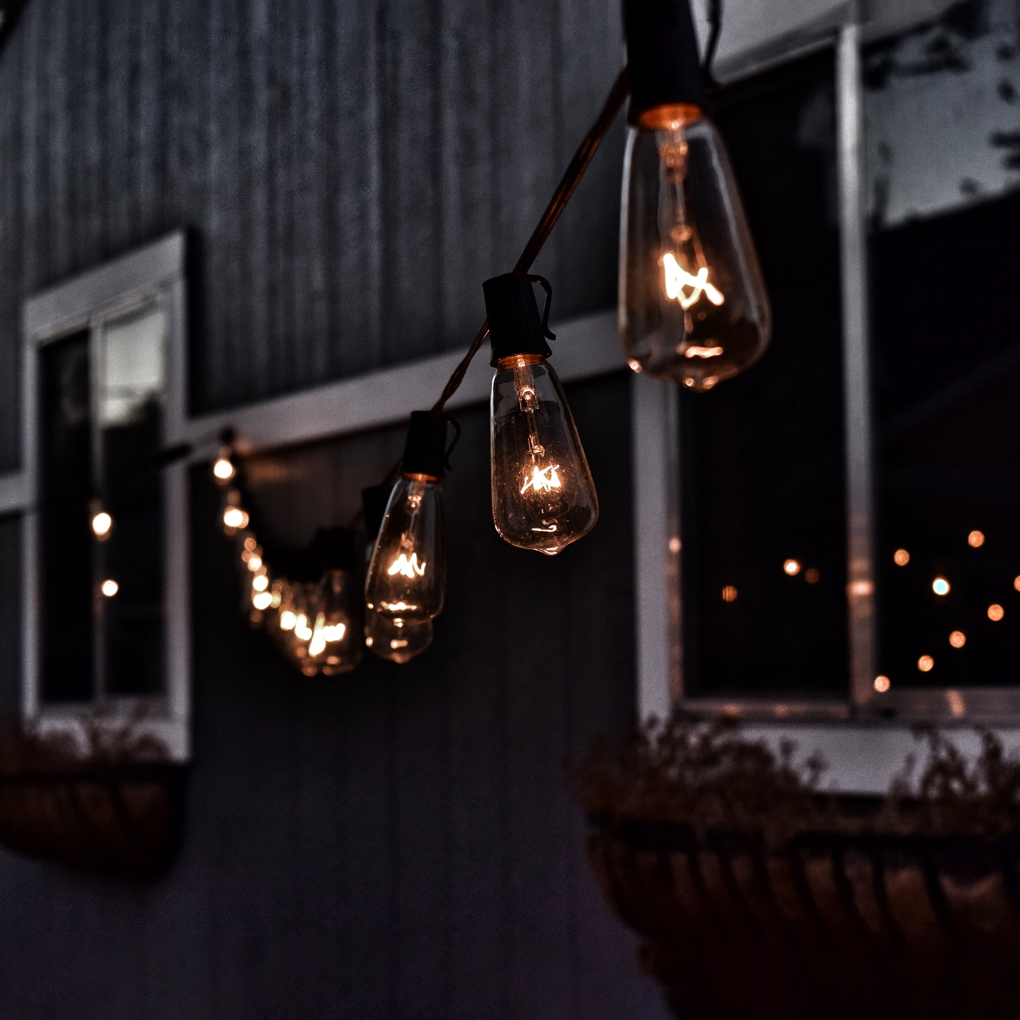 Northlight Edison Style ST40 Indoor Outdoor Patio Lights - Clear - 9' Green Wire - 10ct