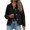 Black, variant on Women Button Collared Long Sleeve Solid Casual Vintage Work Loose Jacket Deerskin Velvet Cardigan Coat, Purple XXL