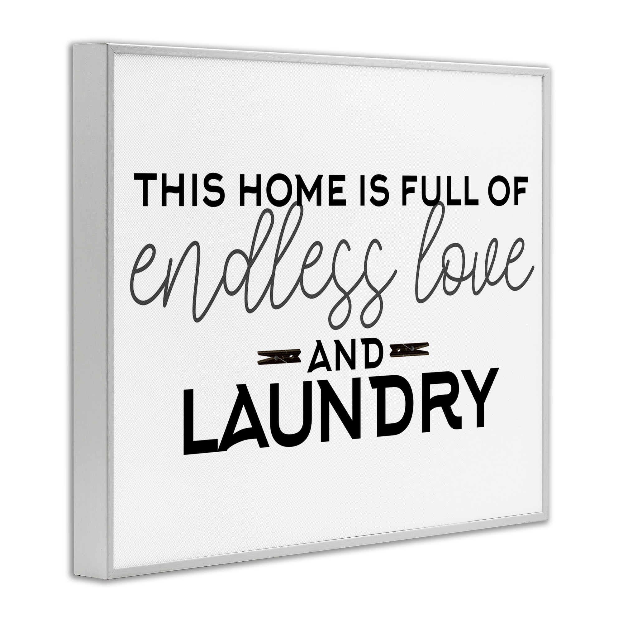 Endless Love & Laundry Minimal White Framed Giclee Art, design by Kim Allen