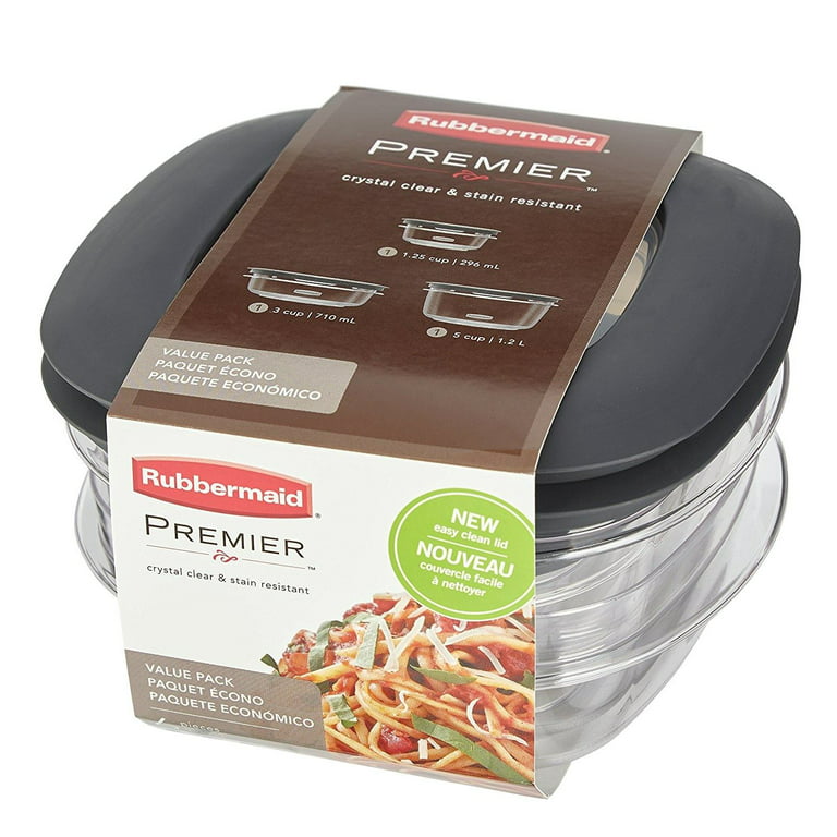 Rubbermaid (2 Pack) Premier Food Storage Containers 2 Cup Capacity Clear  Plastic Stain Resistant Freezer Safe Microwave Safe