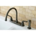 thumbnail image 2 of Kingston Brass NB790SP Water Onyx Two Handle Centerset Kitchen Faucet and Matching Side Sprayer, Black Nickel, 2 of 4