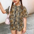 thumbnail image 5 of Grblisyd Girls 2 Piece Summer Outfit Maple Leaf Print Short Sleeve Crew Neck Camo Tops and Elastic Waist Shorts Sweatsuits Size 8, 5 of 6