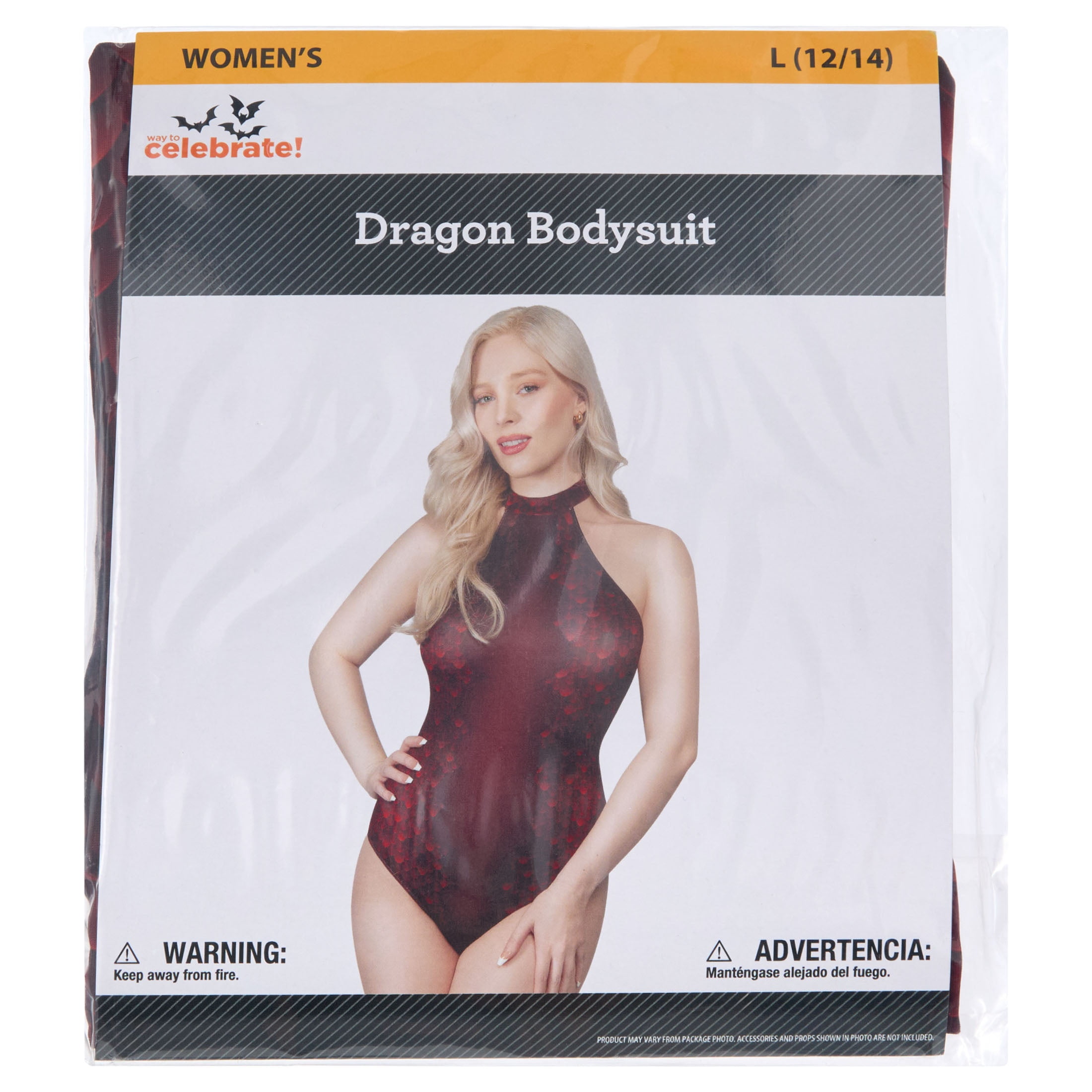 Dragon Bodysuit Costume Accessory for Adults, Red, L (12/14), Halloween by Way To Celebrate