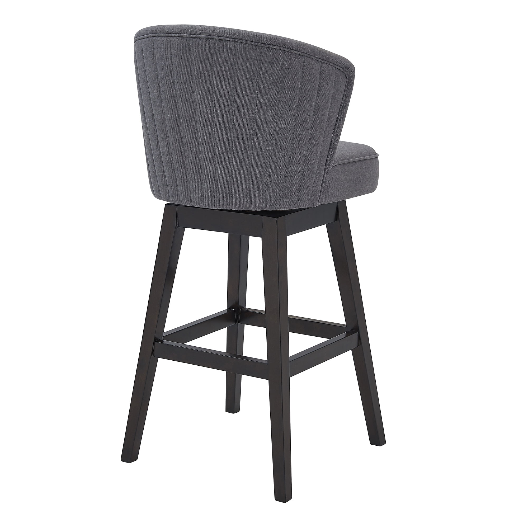 Detroit 30" Bar Height Wood Swivel Barstool in Espresso Finish with Grey Fabric