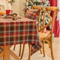 thumbnail image 5 of Red Brown Plaid Christmas Tablecloth 60x84, Tartan Table Cloth Decorations, Winter Holiday Tablecloths for Rectangle Tables Parties Dining Farmhouse Kitchen Decor, 5 of 6