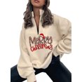 thumbnail image 3 of Liacowi Women Juniors Christmas Sweatshirts Quarter Zipper Long Sleeve Pullover Casual Loose Tops for Teen Girls, 3 of 4
