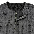 thumbnail image 5 of Chiccall Mens Distressed T Shirts Short Sleeve Button Up Shirts Stylish Ripped Hole Tee Tops Dark Gray L, 5 of 5