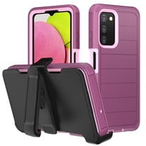 NIFFPD Samsung Galaxy A03S Case with Belt-Clip Holster, Heavy Duty Drop Protection Shockproof Protective for Samsung Galaxy A03S Wine&Pink