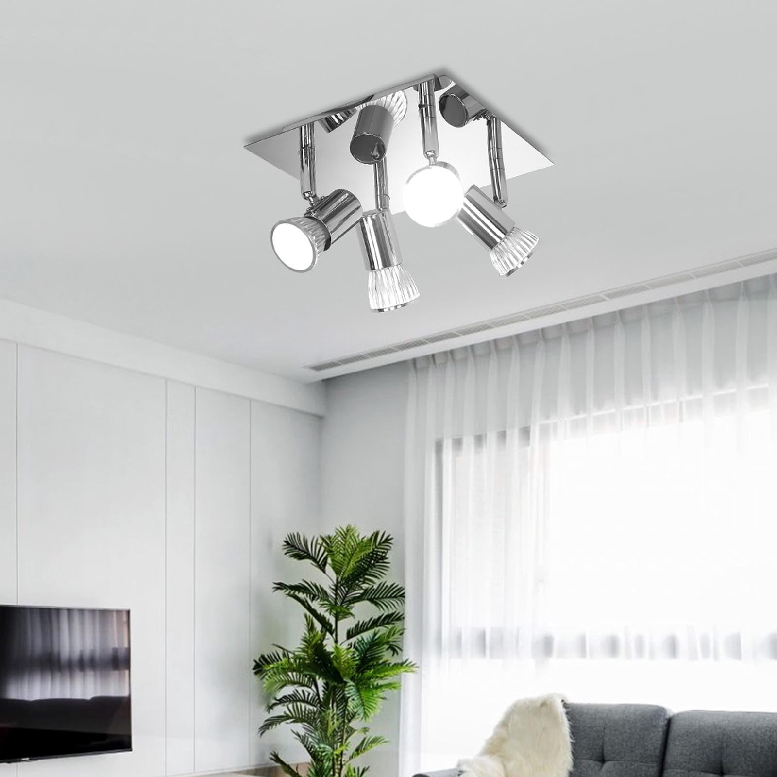 FNYOXU Flush Mount Ceiling Light,Modern Ceiling Lights Kitchen Adjus-table 4 Way Spotlights Fitting LED GU10 Bulbs