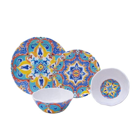 - 222 Fifth Romella 12 Piece Melamine Dinnerware Set