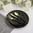 thumbnail image 4 of 60PCS Black Plastic Plates - Black Disposable Plates with Gold Rim for Halloween Party/Graduation - Include 30Pcs 10.25inch for Dinner and 30Pcs 7.5inch for Dessert, 4 of 8