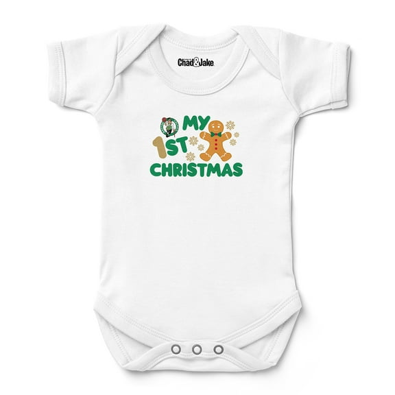 Newborn & Infant Chad & Jake White Boston Celtics Gingerbread Christmas Bodysuit
