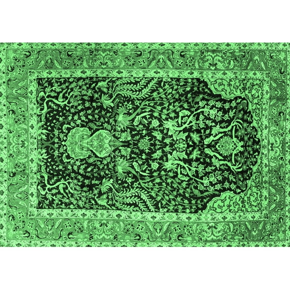Ahgly Company Indoor Rectangle Animal Emerald Green Traditional Area Rugs, 2' x 3'