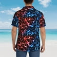 thumbnail image 4 of Sikiie Red And Blue Lightning Print Men's Hawaiian Shirt, Summer Beach Button Pocket Short Sleeve T-Shirt,3X-Large, 4 of 7