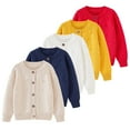 thumbnail image 5 of GEZHEN Toddler Boys Girls Cardigan Sweater Autumn/Winter Solid Color Knitted Jacket Party Birthday School Casual Loose Crewneck Sweater (White,12-18 Months), 5 of 5