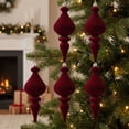 thumbnail image 3 of 2026 Christmas Indoor Decoration Flocked Finial Christmas Tree Ornaments 6Pcs Vintage Hanging Spire Drop Baubles Assorted Shapes For Xmas Party Decor, 3 of 7