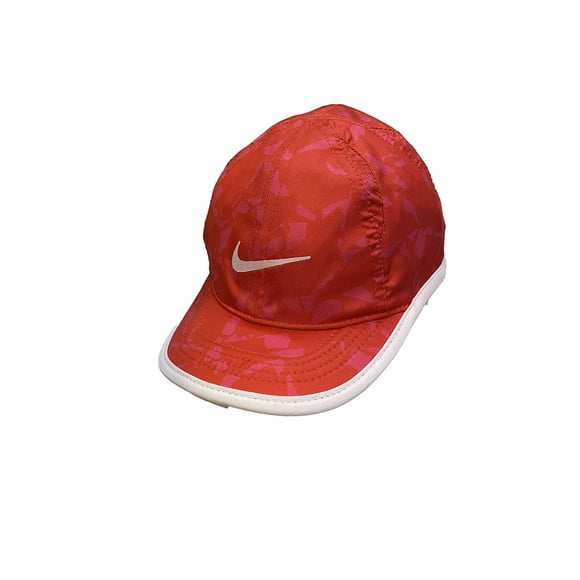 Nike Girl`s Aerobill Lightweight Strapback Printed Adjustable Baseball Cap Hat (Vivid Pink(1A2628-V12)/White, 12-24 Months)