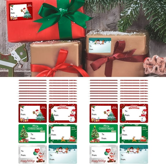 CCOCC 120Pcs Christmas Tags for Gifts 60X40Mm Christmas Name Tags Christmas Gift Tags Self Adhesive Christmas Labels for Gifts Presents Christmas Stickers for Cards Peel And Stick Gift Wrap Tags