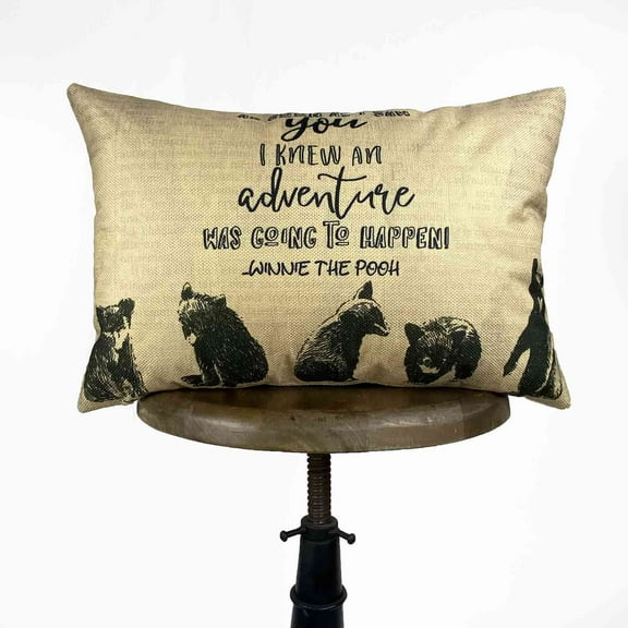 Adventure Waiting to Happen Throw Pillow | 18 x 12 | Forest Animal | Bear | Bear Decor | Decorative Pillows | Accent Pillow Covers | Gift
