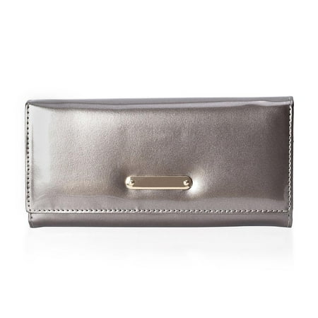 Silver Patent Faux Leather Wallet Fashion Clutch Bag Handbag for Women Ladies Mothers Day Gifts