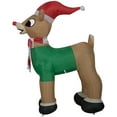 thumbnail image 3 of Gemmy Christmas Inflatable Rudolph the Red Nosed Reindeer in Santa Hat and Scarf, 3.5 ft Tall, Multi, 3 of 4