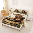 thumbnail image 2 of jejeloiu Rustic Highland Cow Floral Queen Sheet Sets Kids,Country Farm Print Bed Set,4-Piece, 2 of 6